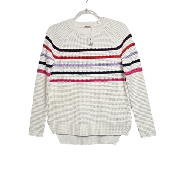 Marine Layer Delaney Raglan sweater cream multi stripe women's size small - Picture 3 of 12